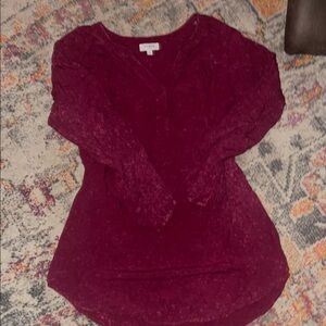 Umgee Burgundy Long Sleeve Top